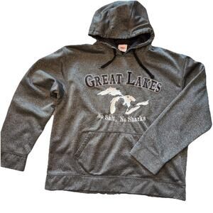 Great‎ Lakes Unisex No Salt Sharks Gray Sz Large Hoodie